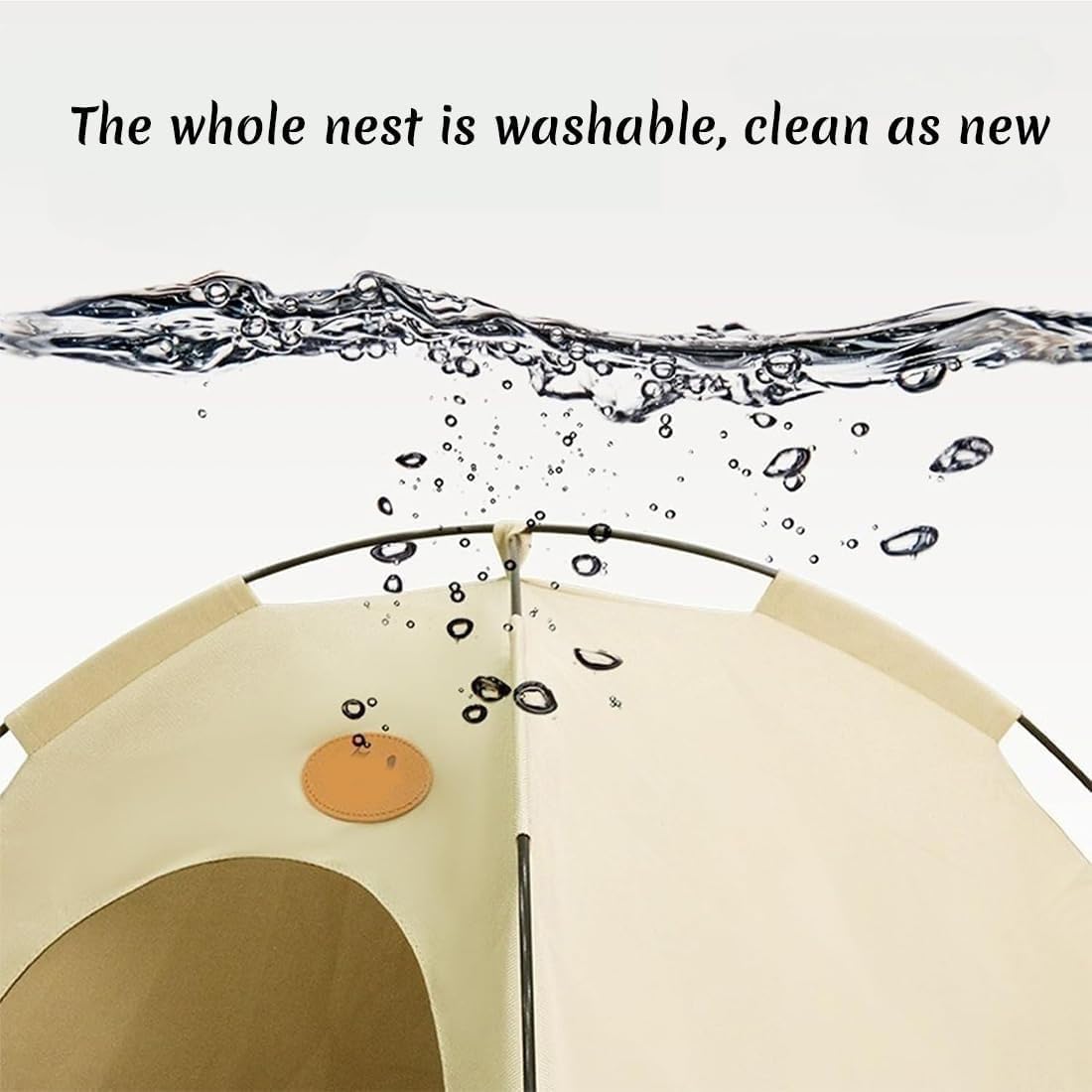 BreezyDen Pop-Up Pet Tent, Portable Hideaway for Cats & Small Dogs, Cat Tents for Indoor Cats with Mesh Window, Waterproof, Cooling Mat, Breathable Mesh & Non-Slip Base, Fully Washable (Coffee,L)