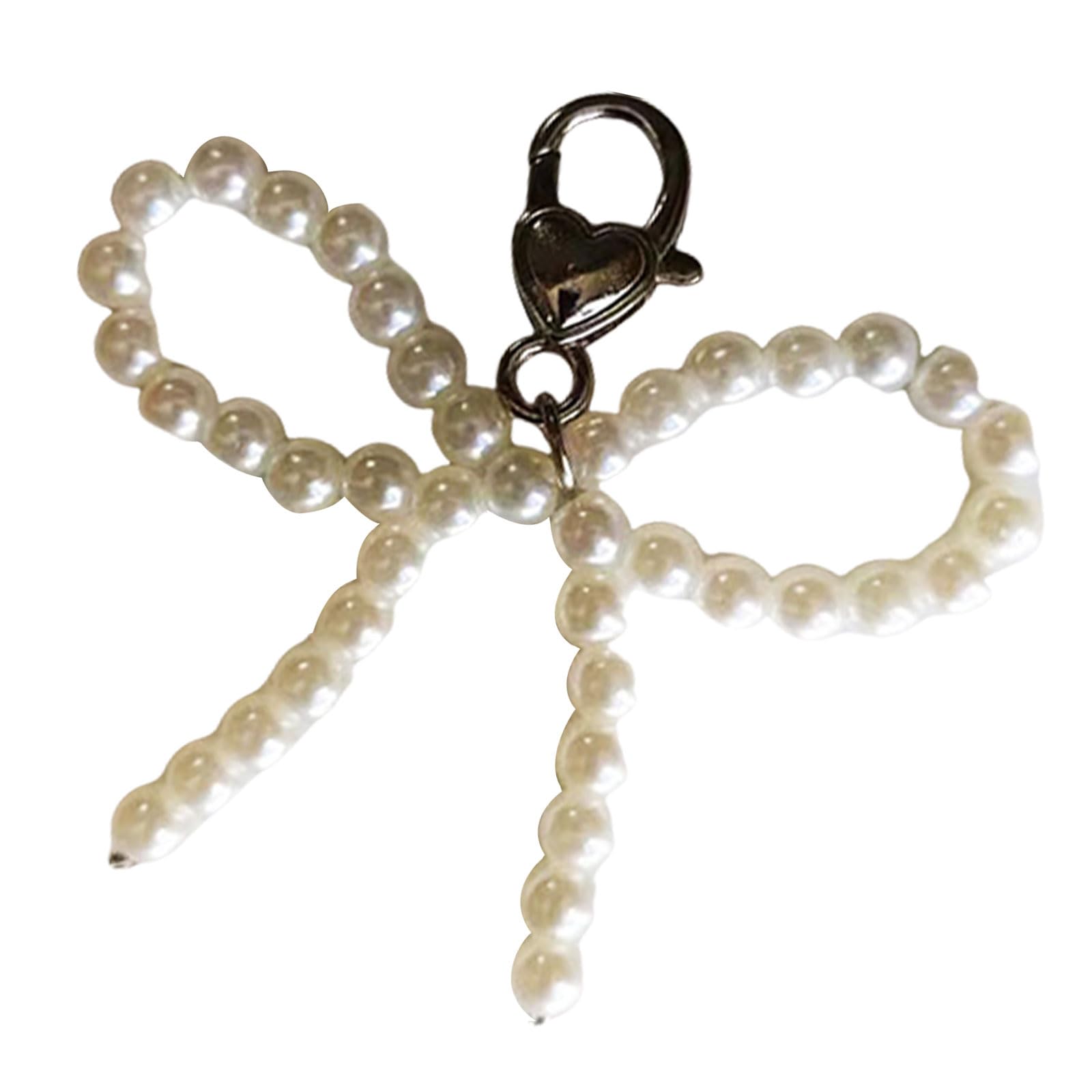 NEWFT Pearls Beaded Bowknot Shoelaces Charm Decorations Sweet Shoe Charm Pendant Fashion Shoes Accesories for Women Girls
