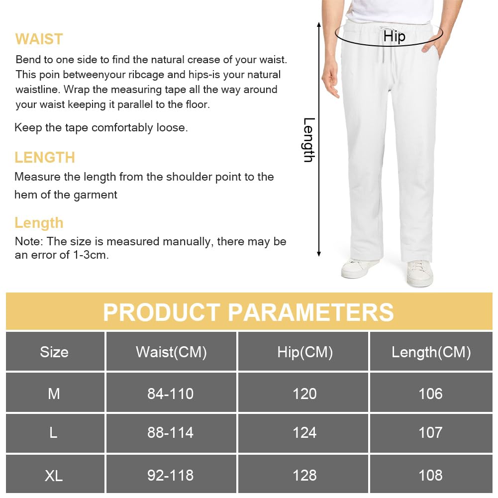 AUYAO Pantalones Hombre Casuales, Pantalón para Hombre con Bolsillos con Cordón, Largos Pantalones Fitness Gym, Ropa de Hombre, Pantalones Ligeros Estilo Playero