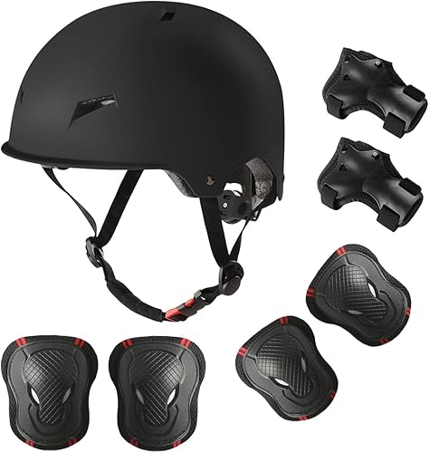 Miniatura 1 de Casco de bicicleta de patineta para adultos, rodilleras, coderas, muñequeras, equipo de protección, conjunto de cascos para adolescentes para