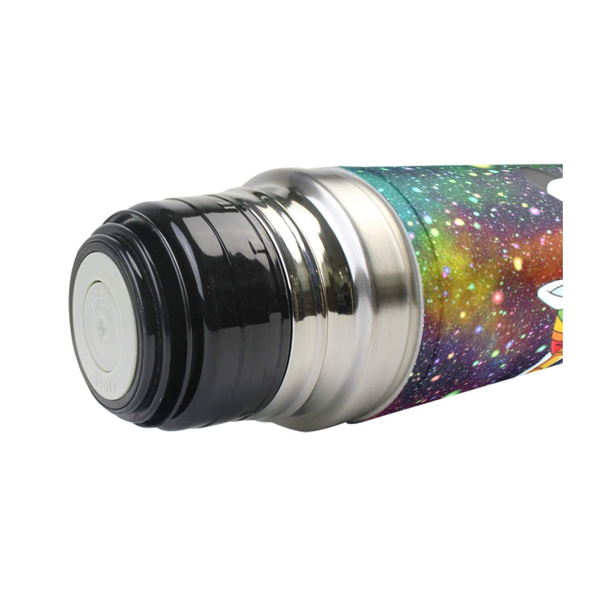 Taza de viaje de acero inoxidable con aislamiento al vacío, doble pared, a prueba de fugas, colorido, diseño de galaxia y unicornio personalizado impreso en piel auténtica, 500 ml