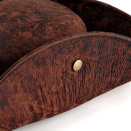 Srnede Pirate-Hat Women Tricorn Brown Pirate Men Leather Faux Leather Vintage Wrinkle Distressed4