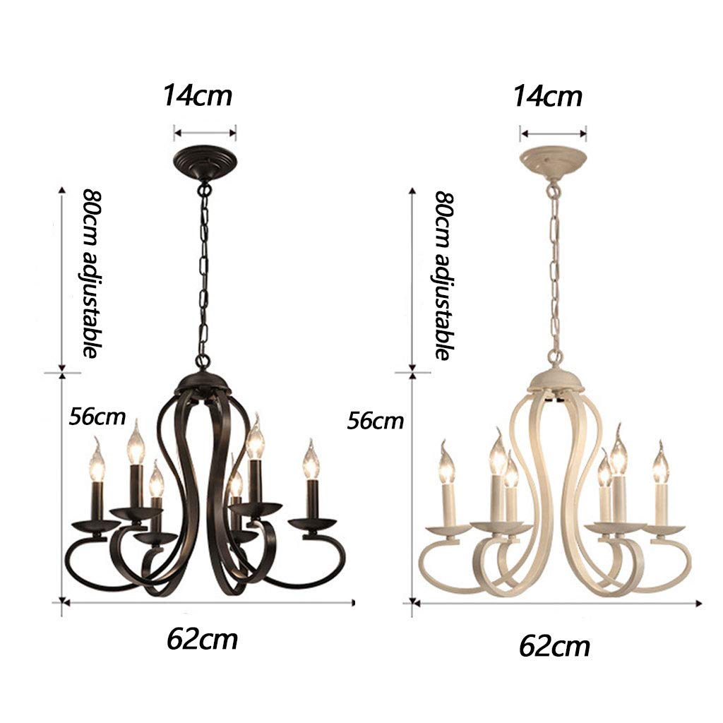 Eisen Pendelleuchter Retro Industrie Wind Hängelampe 6 * E14 Höhenverstellbare Pendellampe Einfache Kerze Hängeleuchte Restaurant Schlafzimmer Wohnzimmer Küche Kronleuchter Cafe Bar Dekoration,Schwarz