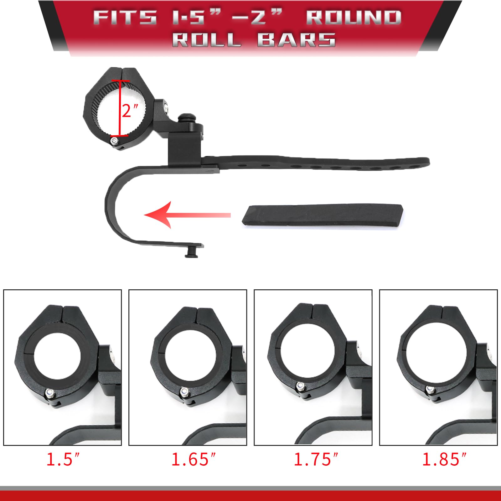 PLUSBEAM 2PCS UTV Gun Holder, Adjustable Rubber Straps Quick Release UTV Gun Rack for 1.5