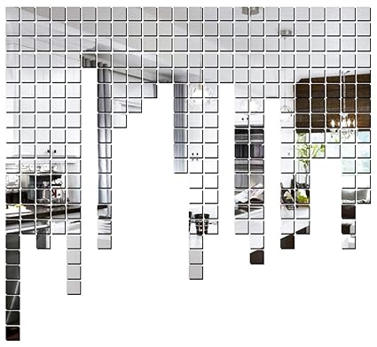 Walltech 100 Square Silver 3D Mirror Acrylic Wall Sticker