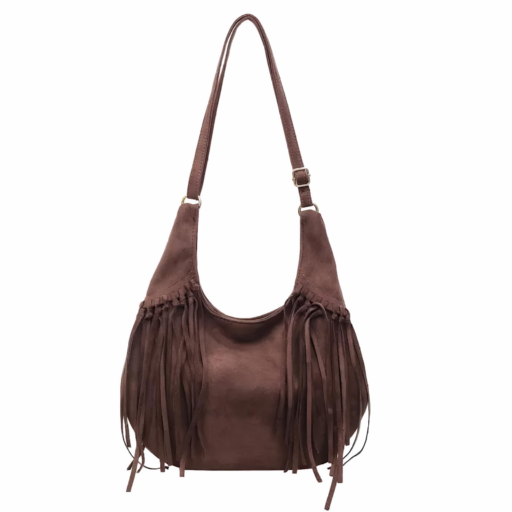 Bemonew Suede Fringe Purse, Vintage Brown Fringe Purse, Vintage Shoulder Suede Bag, Western Cowgirl Crossbody Bag for Women and Girls