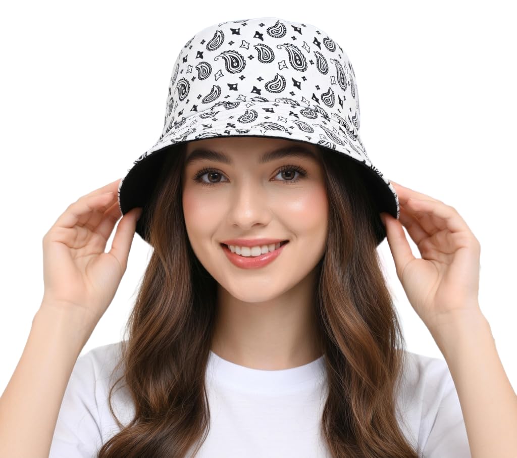 Unisex Fashion Reversible Bucket Hat | Great Looking Quality Hat | Foldable & Easy to Pack | Breathable Material | Ideal for Outdoors | Cashew Flower Pattern Caps-image-16