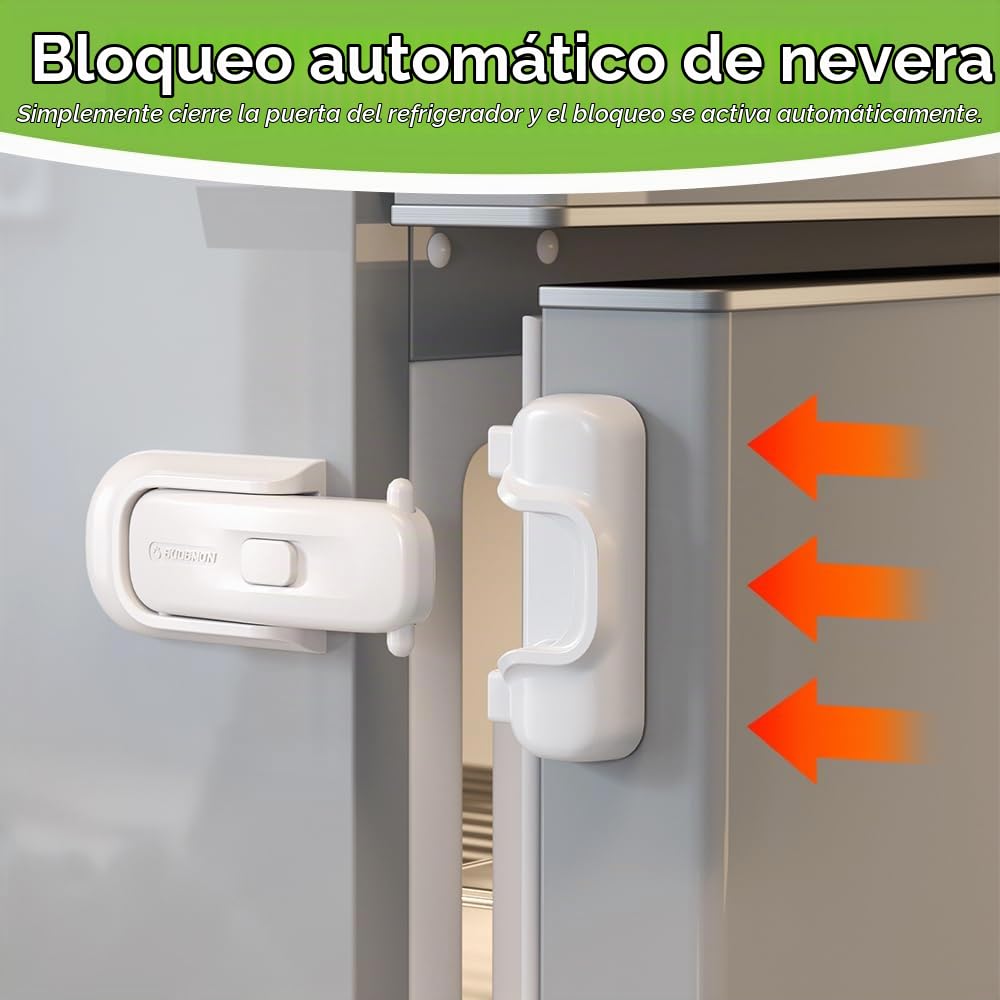 EUDEMON Cierre de Refrigerador para Bebés, Candado de Seguridad para Niños en Nevera y Congelador, Fácil de Instalar (Blanco, 2 Pièces)