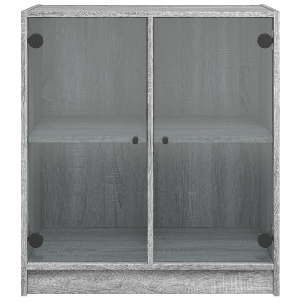 ZEYUAN Beistellschrank mit Glastüren Grau Sonoma 68x37x75,5 cm, Schrank Klein, Flurschrank, Kommode, Vorratsschrank, Flurschrank, Badezimmerschrank, Kleinmöbel - 836425