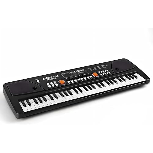 61-Key Electric Keyboard Piano with LED Display, Professional Starter Music Kit for Kids & Beginners, Portable Electronic Piano Includes Microphone and 16 Tones for Learning & Gifts (Black)
