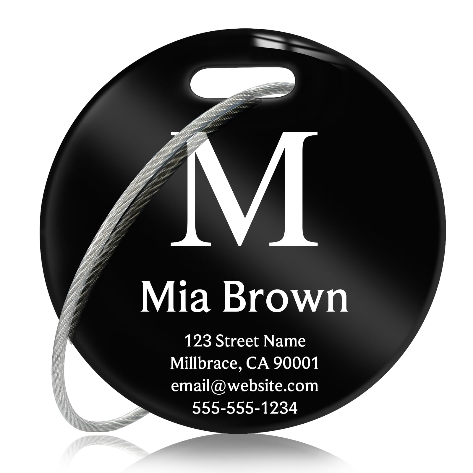 Customized Stainless Steel Luggage Tags: Personalize Your Suitcases, Backpacks, and Bags with Your Text (Black)