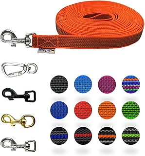 Hundeleine gummiert rutschfest - Schleppleine, Übungsleine, Fährtenleine gummiert 1m bis 50m für kleine, mittlere und große Hunde - mit und ohne Handschlaufe, mit und ohne Ruckdämpfer