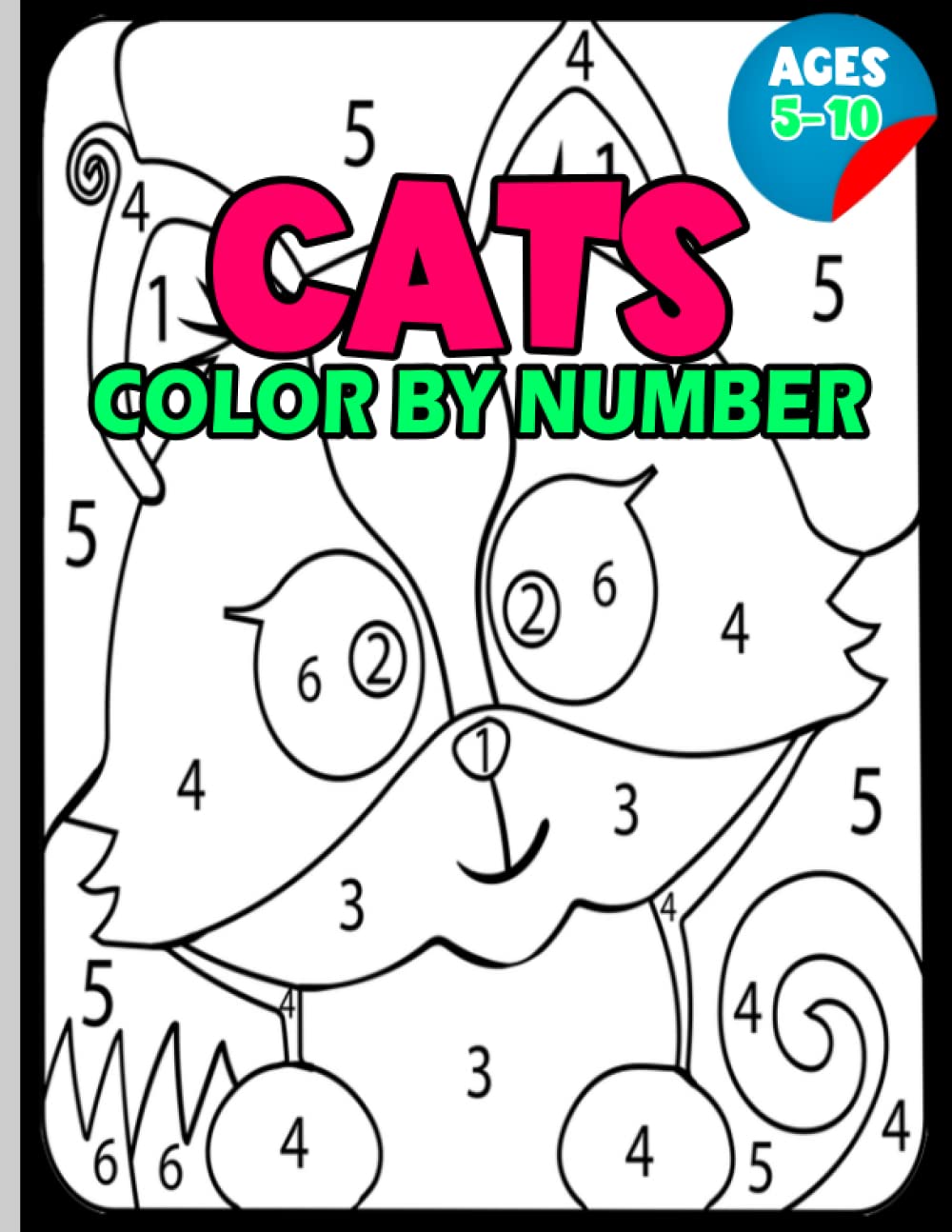 Buy cats color by number ages 510 large print easy cat color by