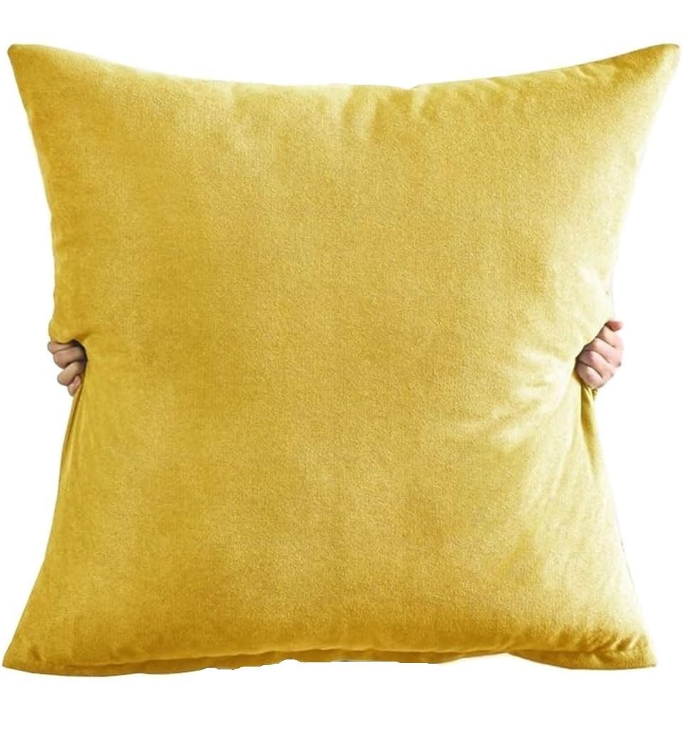 Super King Size Pillow Protectors, 50x50 To 80x80cm | Extra Large Square Couch Pillow Covers With Invisible Zipper | Water-Resistant Sofa Pillowcases(Yellow,60 x 60 cm)