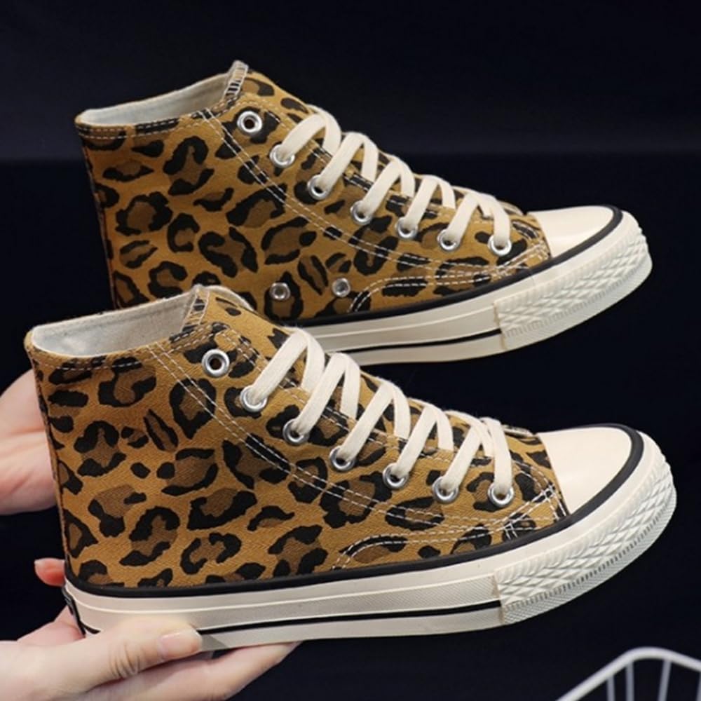 Damen High/Low Top Sneaker Fashion Leopard Espadrilles
