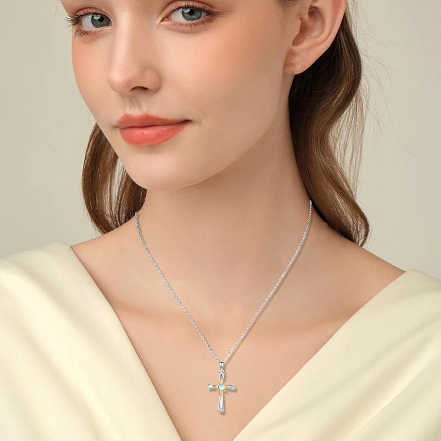 Star Necklace for Women Girls 925 Sterling Silver Star Moonstone Pendant Necklace Infinity/Round Spin Star Necklace Star Jewelry Gifts for Women Girls - Image 3