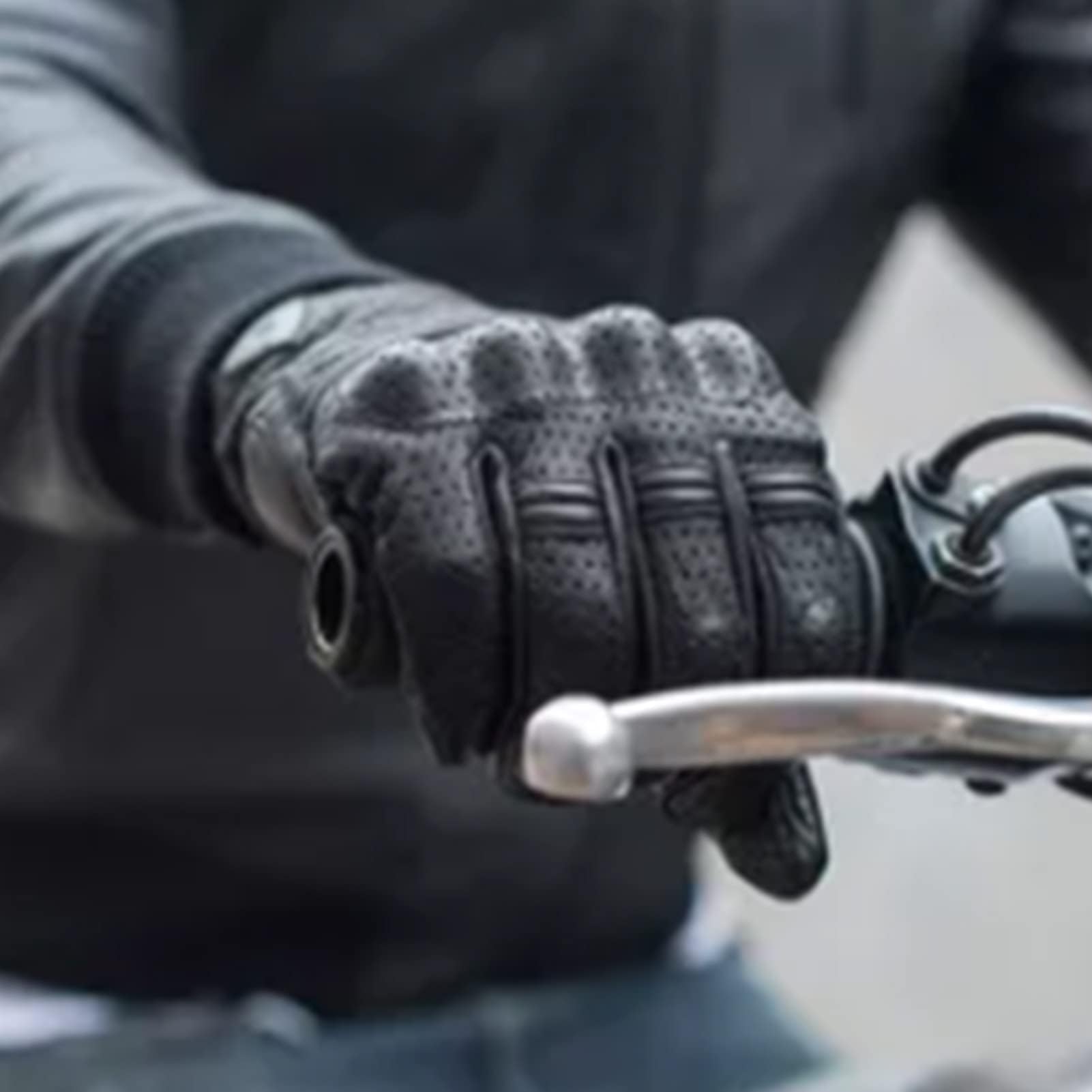W Pełni Skórzane Rękawiczki Motocyklowe, Przeciw Poślizgu Oddychające i Wygodne Rękawiczki dla Mężczyzn i Kobiet (czarny)
