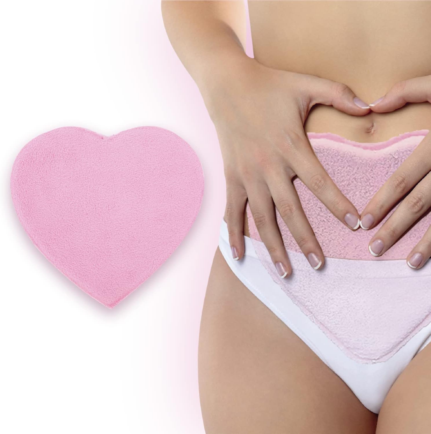 Love Ease Heart Shaped Microwavable Period Heating Pad for Cramps, Menstrual Pain Relief Abdominal Heat Patch, for Pain Relief (Large Heart (8"x8")