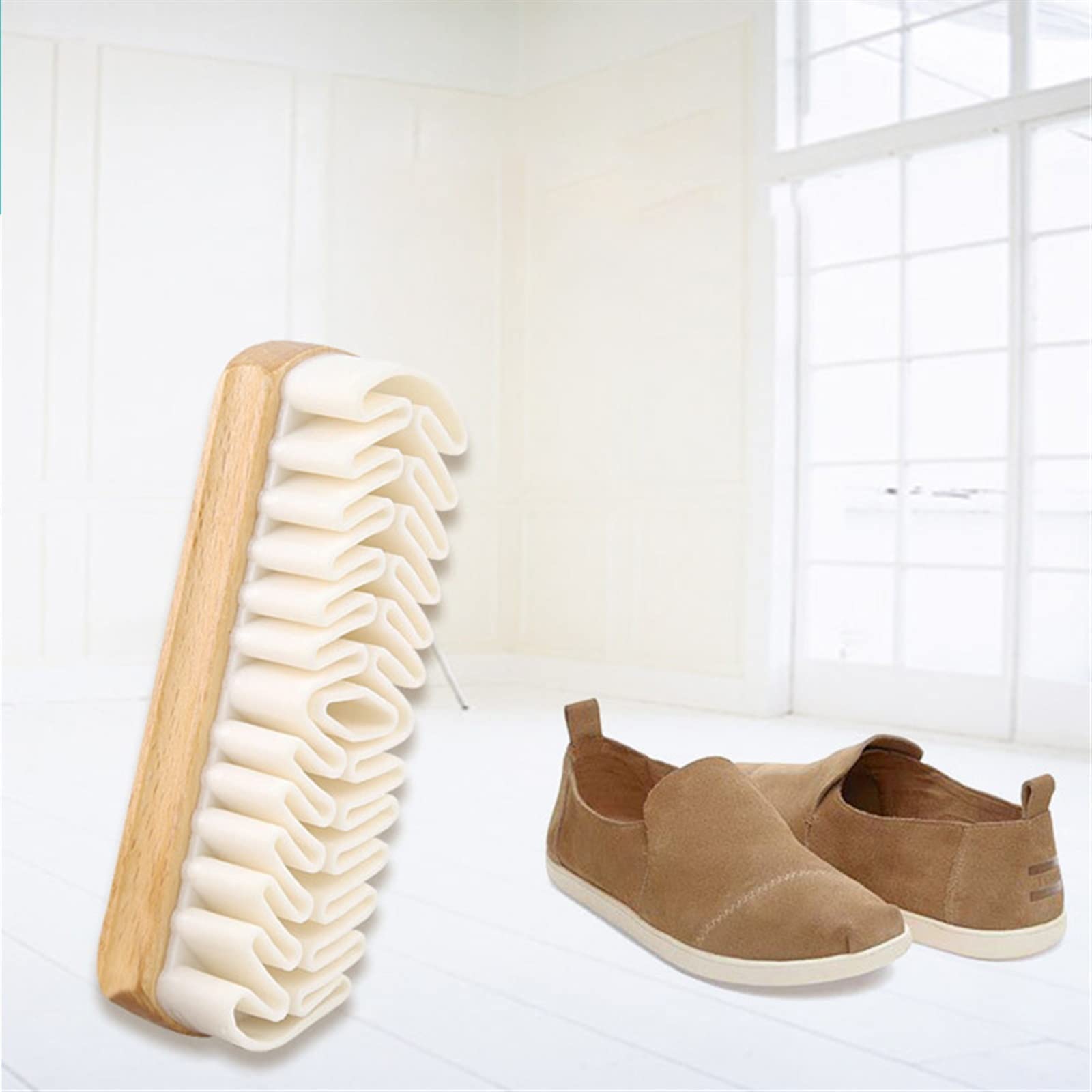 Spazzole per Scarpe, 1 Spazzola in Pelle per Stivali in Pelle Scamosciata, Borse, detergente per la Pulizia, Spazzola per Scarpe in Crepe Bianca, necessaria per la casa (Marrone)