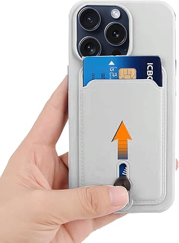 NAOKIFU Funda compatible con iPhone 15 Pro con tarjetero para hombres y mujeres con botón de tarjeta oculta, funda protectora tipo cartera, bonita