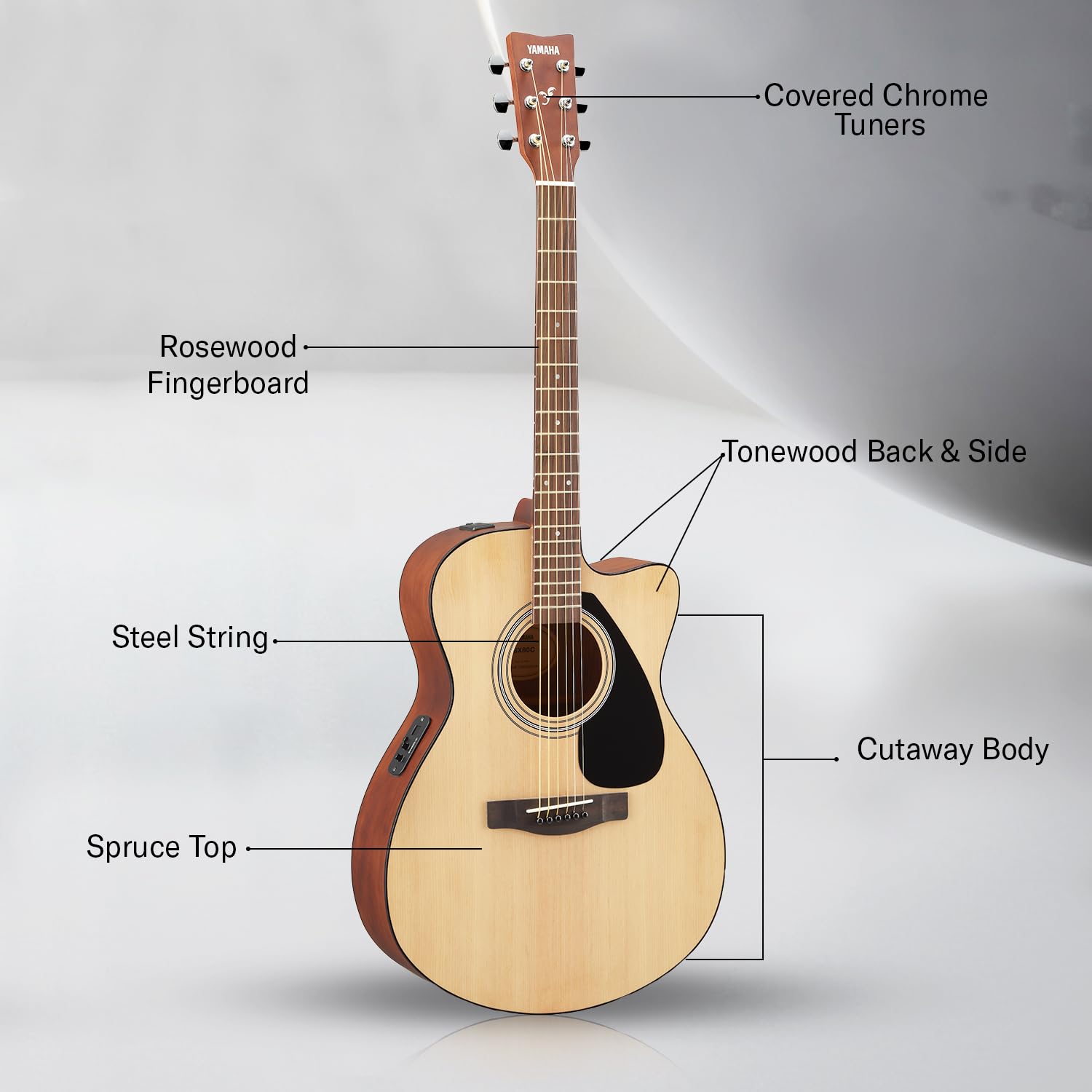 Yamaha FSX80C Semi acoustic cutaway guitar (natural) : Amazon.ca