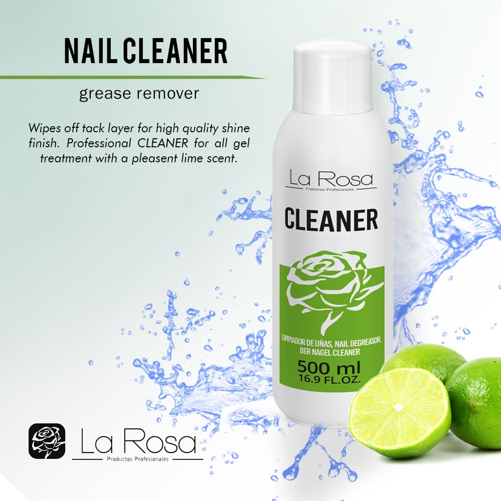 LaRosa Nail CLEANER 500 ml - płyn do odtłuszczania paznokci, idealny do hybrydy, żelu i akrylu