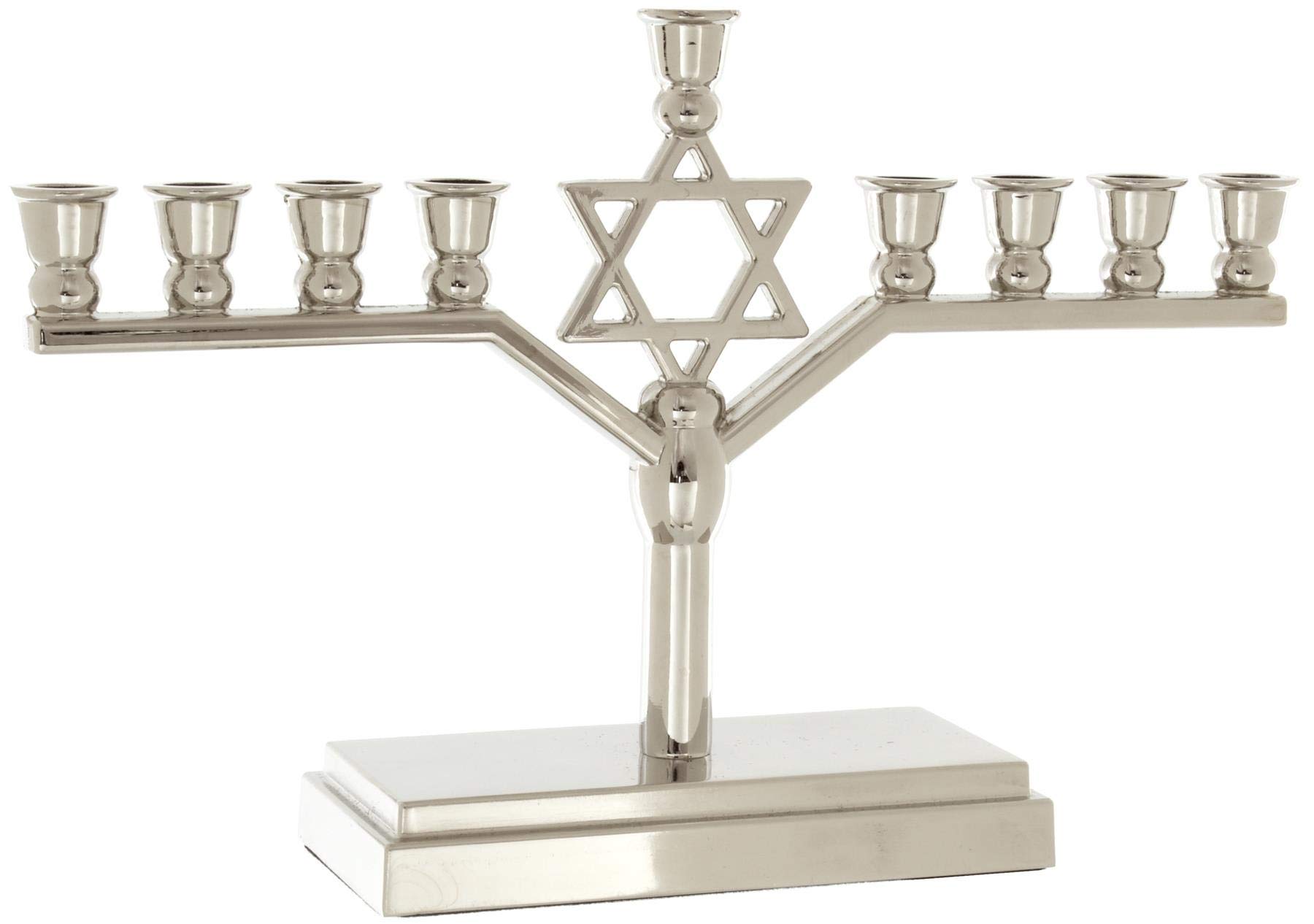 Meir Cohen Hanukkah Menorah with 9 Branches and Star of David, 12 Centimetres, Silver