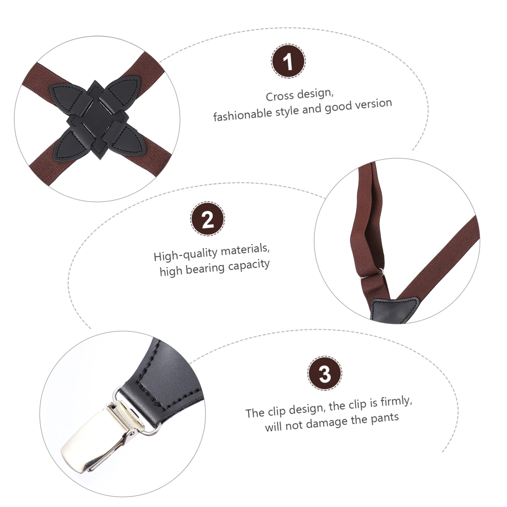 CALLARON Lot De 3 Bretelles Élastiques À Clipser Pour Pantalons Pratiques Et Décoratives Pour Hommes Et Femmes