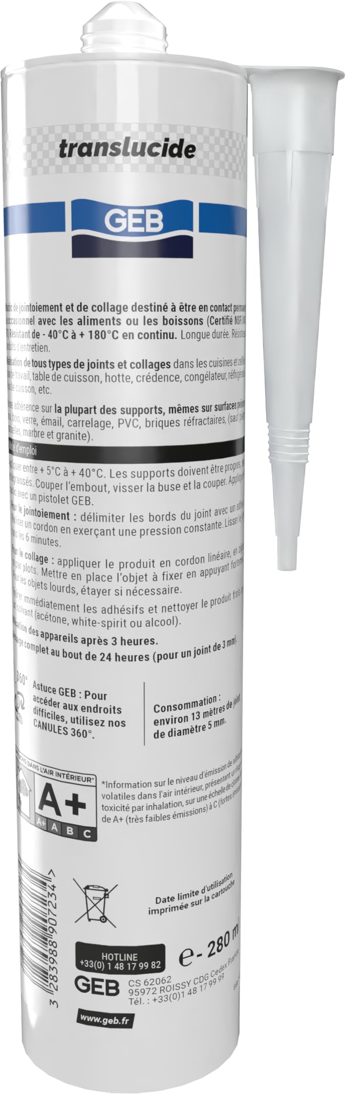 GEB Sigillante Silicone speciale contatto alimentare colore traslucido 280 ml