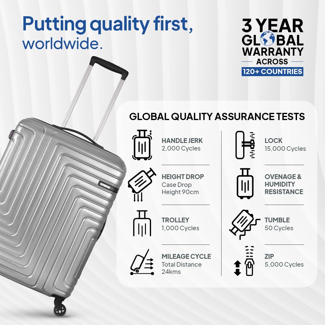American Tourister Ivy NXT|Large Size Check-in Spinner Trolley Bag (79 cm)|360° 4 Wheel Travel Luggage|Hard Case Polycarbonate (PC) Suitcase|Mounted TSA Lock|Silver 1