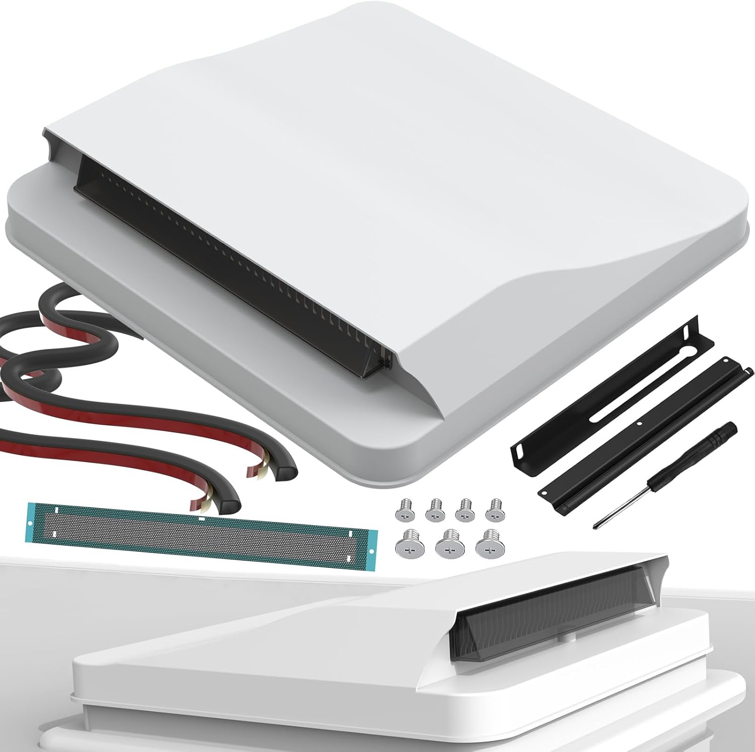 14 Inch Universal RV Roof Vent for Trailer, Camper, Motorhome, 14x14 Replacement RV Vent Covers for Roof, Upgrade continuous ventilation Trailer Roof vent Cover replacement(14" x 14" White)