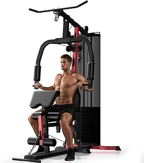 Gimnasio en casa, estación de entrenamiento con pila de peso de 160 libras, equipo de ejercicio con sistema de polea para entrenamiento de cuerpo completo
