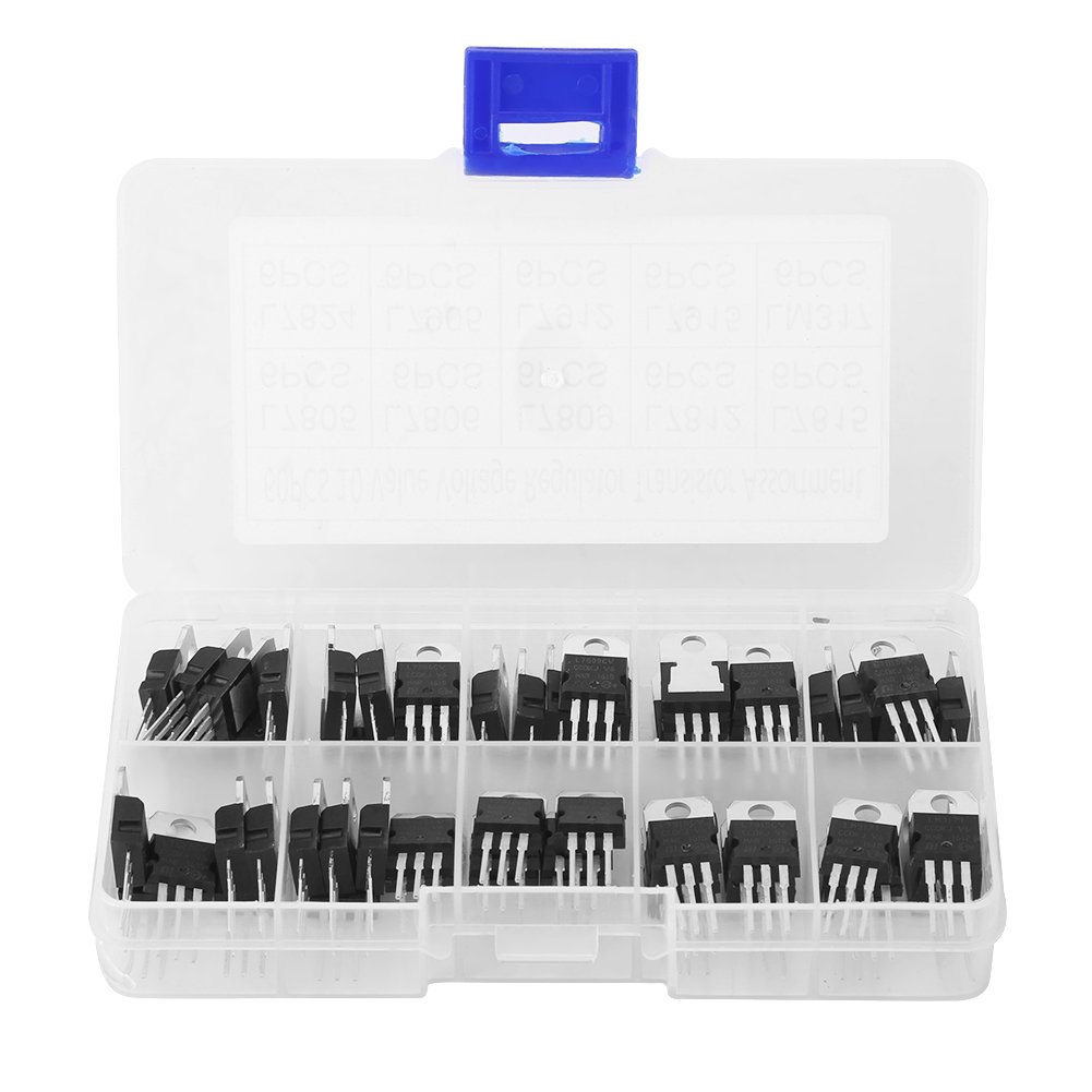 Top Rated 60pcs 10 Values TO-220 Power Transistor Assortment Triode Voltage Regulator Stabilizer Kit Set (L7805CV/ L7806/ L7809/ L7812/ L7815/ L7824/ L7905/ L7912/ L7915/ LM317t) with Plastic Storage Box Free Shipping Offer 60pcs 10 Values TO-220 Power Transistor Assortment Triode Voltage Regulator Stabilizer Kit Set (L7805CV/ L7806/ L7809/ L7812/ L7815/ L7824/ L7905/ L7912/ L7915/ LM317t) with Plastic Storage Box