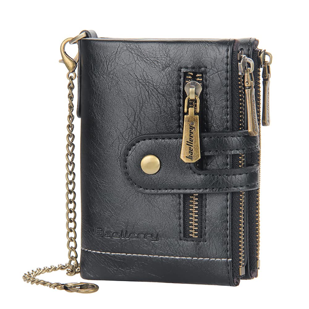 Amazon.com: Mens Wallet with Chain PU Faux Leather Bifold