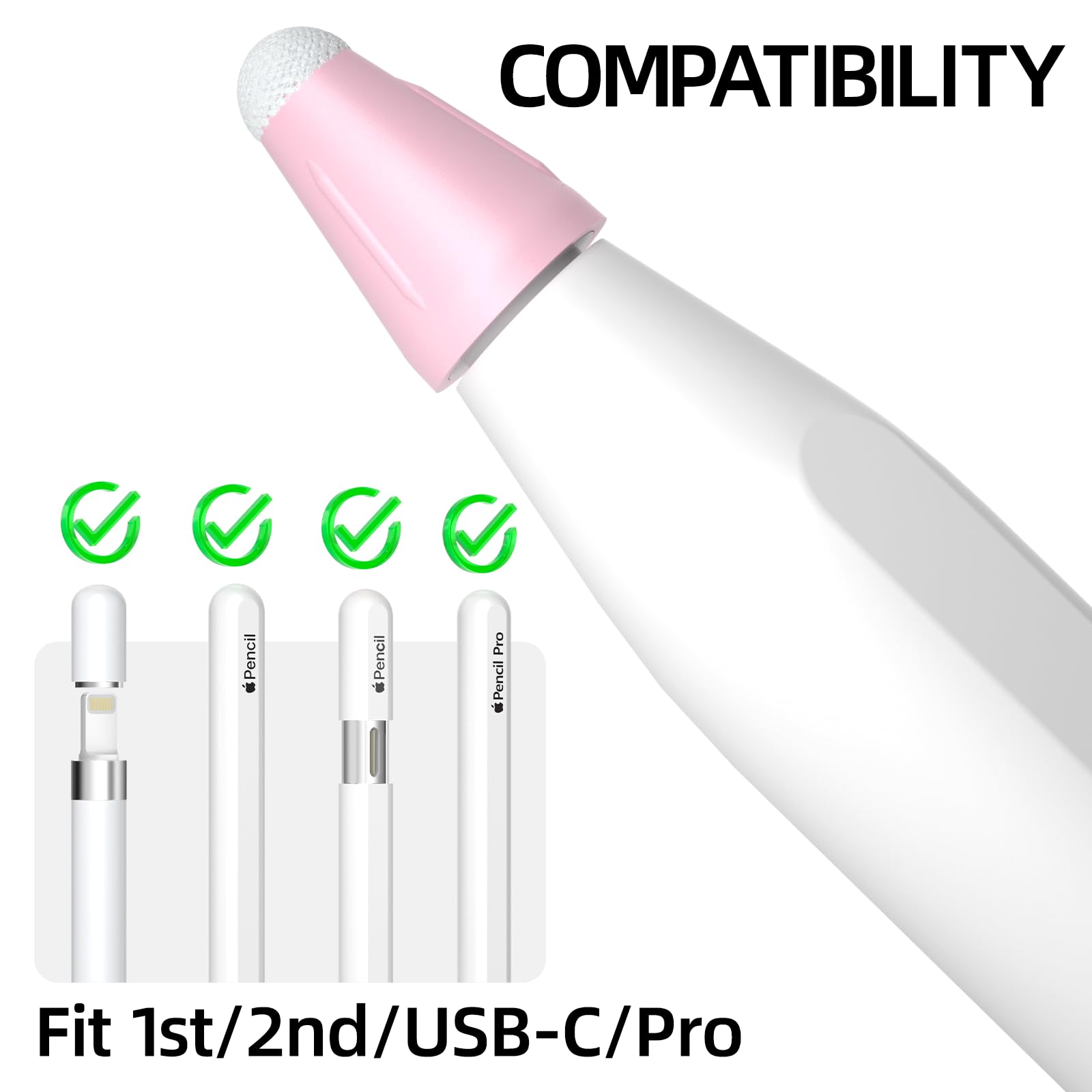 AZF Pack of 10 for Apple Pencil Tips Case, Silicone Fiber Nib Cover for Apple Pencil 2nd Generation and 1st Gen and Apple Pencil Pro/USB-C,Writing Anti-Slip Protective Case (Pink)