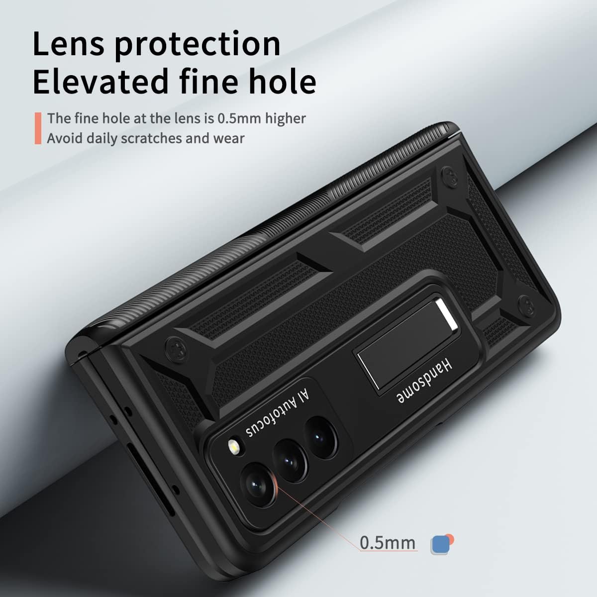 for Samsung Galaxy Z Fold 2 Case, with Glass Screen Protector Cover & Kickstand Design Z fold2 Phone Case Heavy Duty Women Men Hard Durable Armor for Galaxy Z Fold 2 5G Case (Z Fold 2, Black)