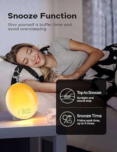 Miniatura 8 de Dekala Sunrise Alarm Clock, Wake Up Light, Alarm Clock for Heavy Sleepers Adults Kids, Sunrise Sunset Simulation, Sleep Aid, Dual Alarms, FM Radio,