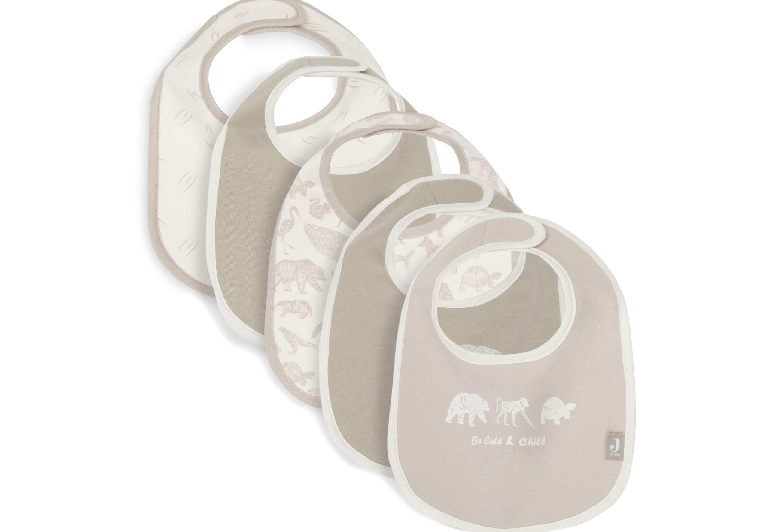 Jollein Lätzchen Baby - Animals - 5er Pack - Lätzchen Wasserdicht - Mit Klettverschluss - Babylatz - Sabberlätzchen Baby