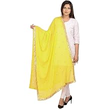 themilestocks Womans Embroidered Chiffon Dupatta Scarf Shawl Wrap Soft Indian Bridal Wedding - Off White