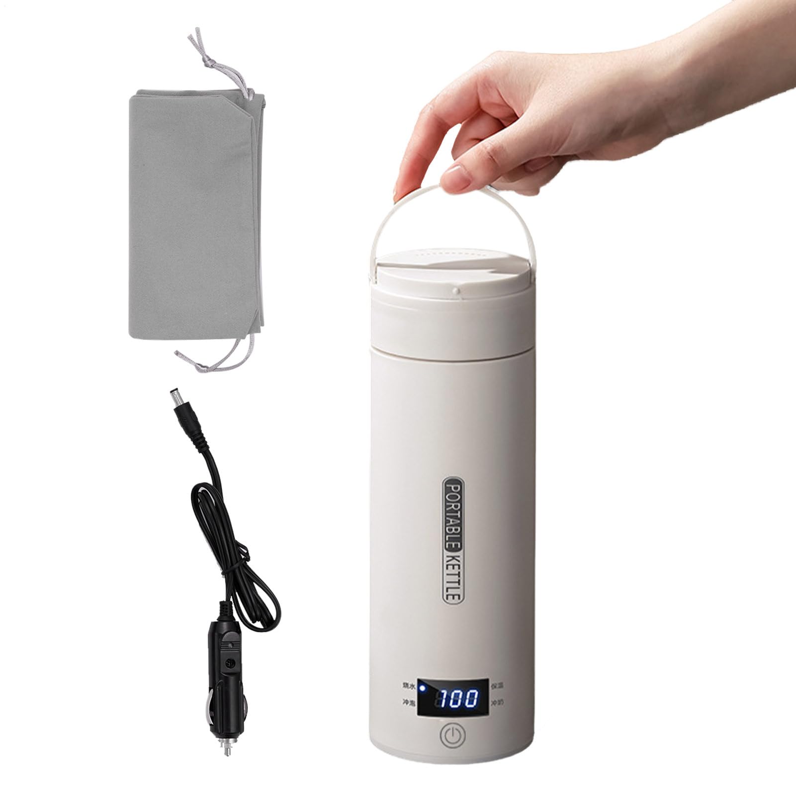 Taza De Viaje Calentador Inteligente Para Coche - Calentador Eléctrico | Universal 12 Voltios Con Pantalla Digital | Vaso De Café De Temperatura Ajustable, Calentador De Fórmula Para Bebé, Calentado