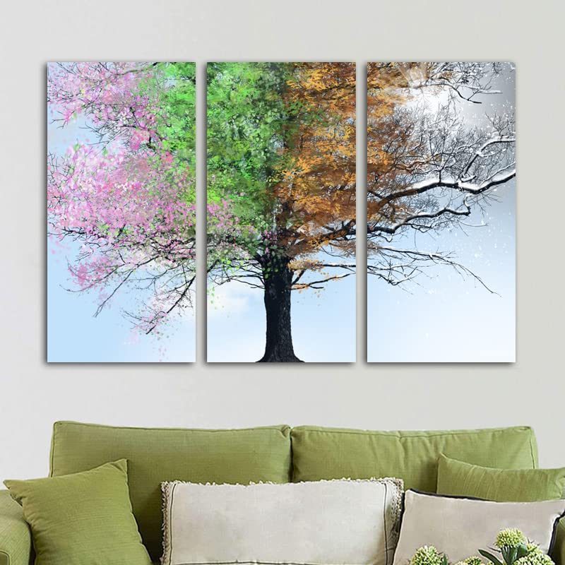 ZEALPLANT Canvas painting 3 creative four seasons color tree home art prints wall decoration poster hanging painting