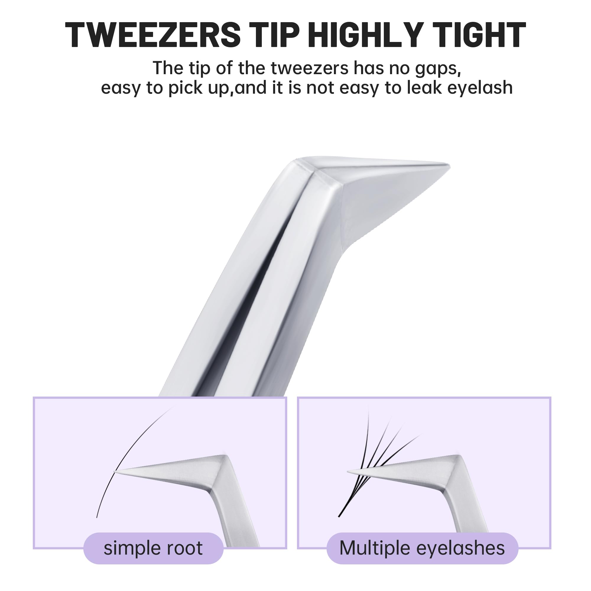 Pinzetta Extension Ciglia Professionale in Acciaio Inossidabile di Alta Qualità Antiscivolo Punta Curva Pinzette Antistatiche Eyelash Volume Tweezer(Argento, A-04)