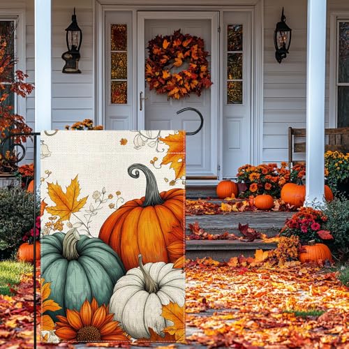 Drapeau d'automne double face en toile de jute robuste pour extérieur - 5