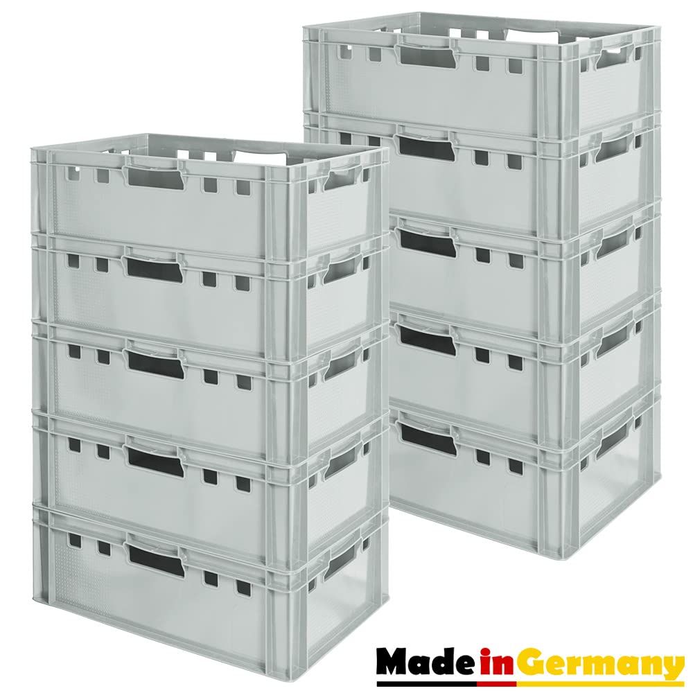 Euro Apilamiento de Plástico Caja Industrial Euro Caja Almacenamiento Eurobox E2 Gris Kingpower, Número:10