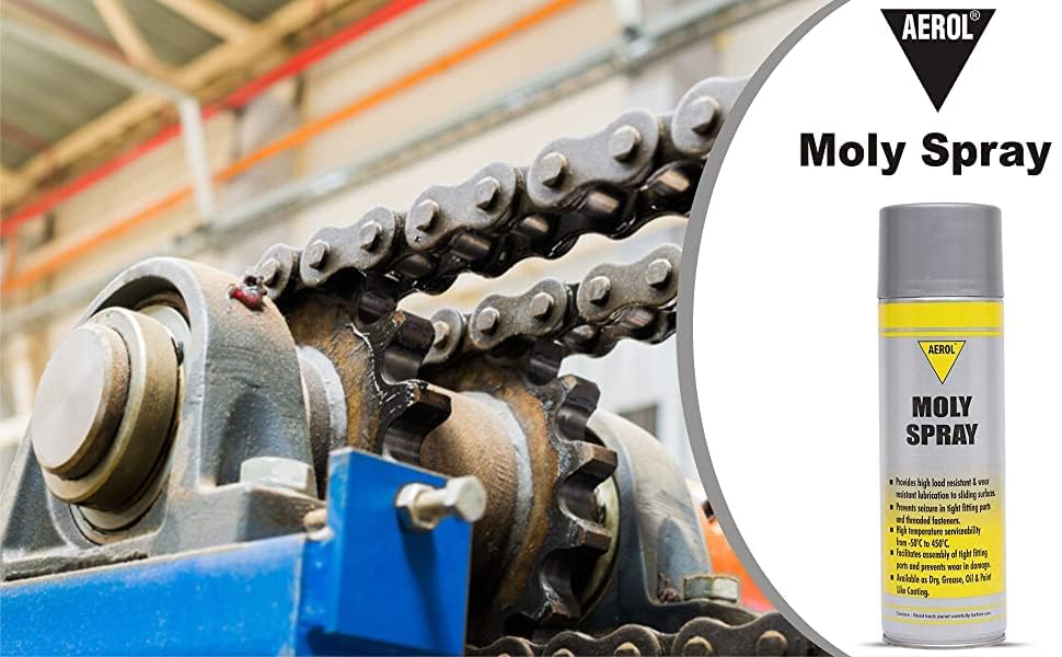Image of Aerol Molybdenum Disulfide (MoS2) Dry Film Lubricant Spray (300g / 430ml) for Fasteners, Gears, Bearings, Chains & Sliding Mechanisms | Non-Melting Coating