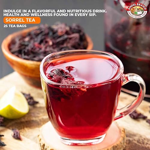Miniatura 2 de Angel Brand Bolsas de té de acedera 25 - Té de flores de hibisco para un sabor refrescante y