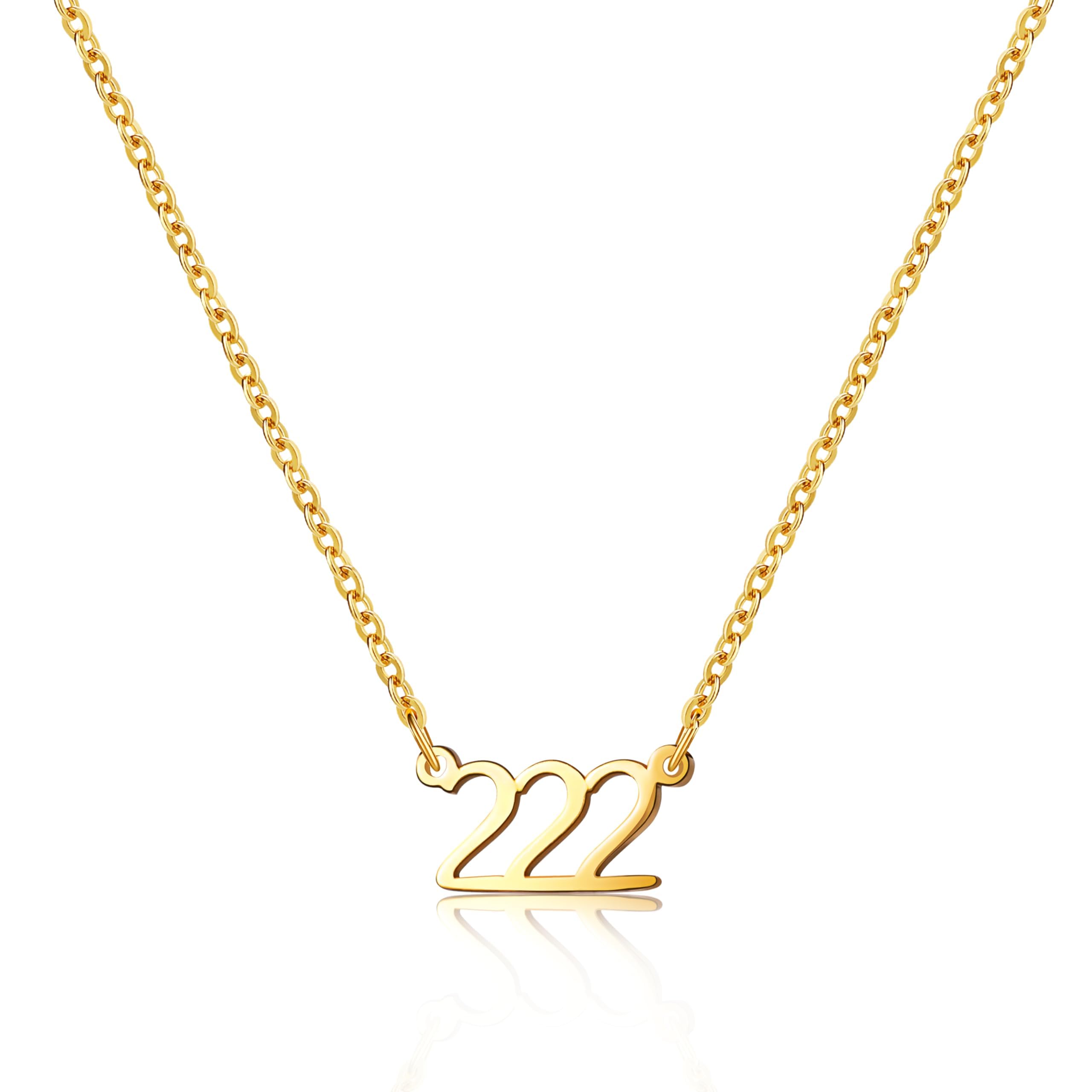 Dainty Angel Numbers Necklace – Numerology Pendant for Guidance, Inspiration, Manifestation & Law of Attraction – Waterproof Gold Necklace for Women –