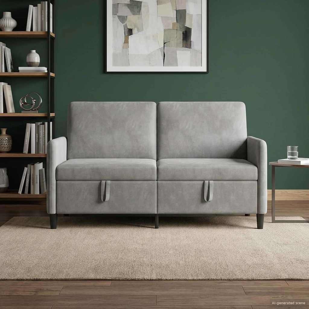 vidaXL Divano con Storage Grigio Chiaro 152 x 78 x 87 cm Poliestere