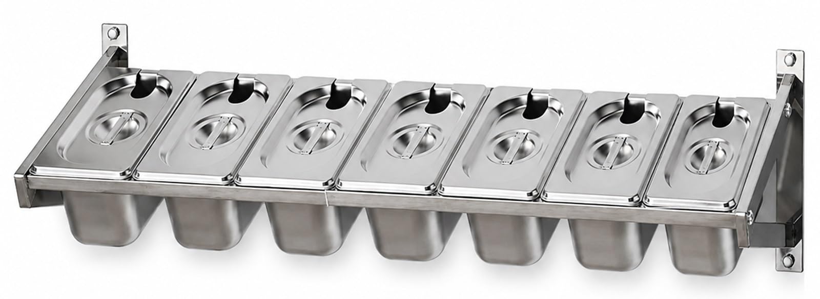 Contenitori spezie a parete salvaspazio con coperchio cucchiaio, scatola spezie rimovibile, org spezie in acciaio inox, per ristorazione cucina(7 Grids)