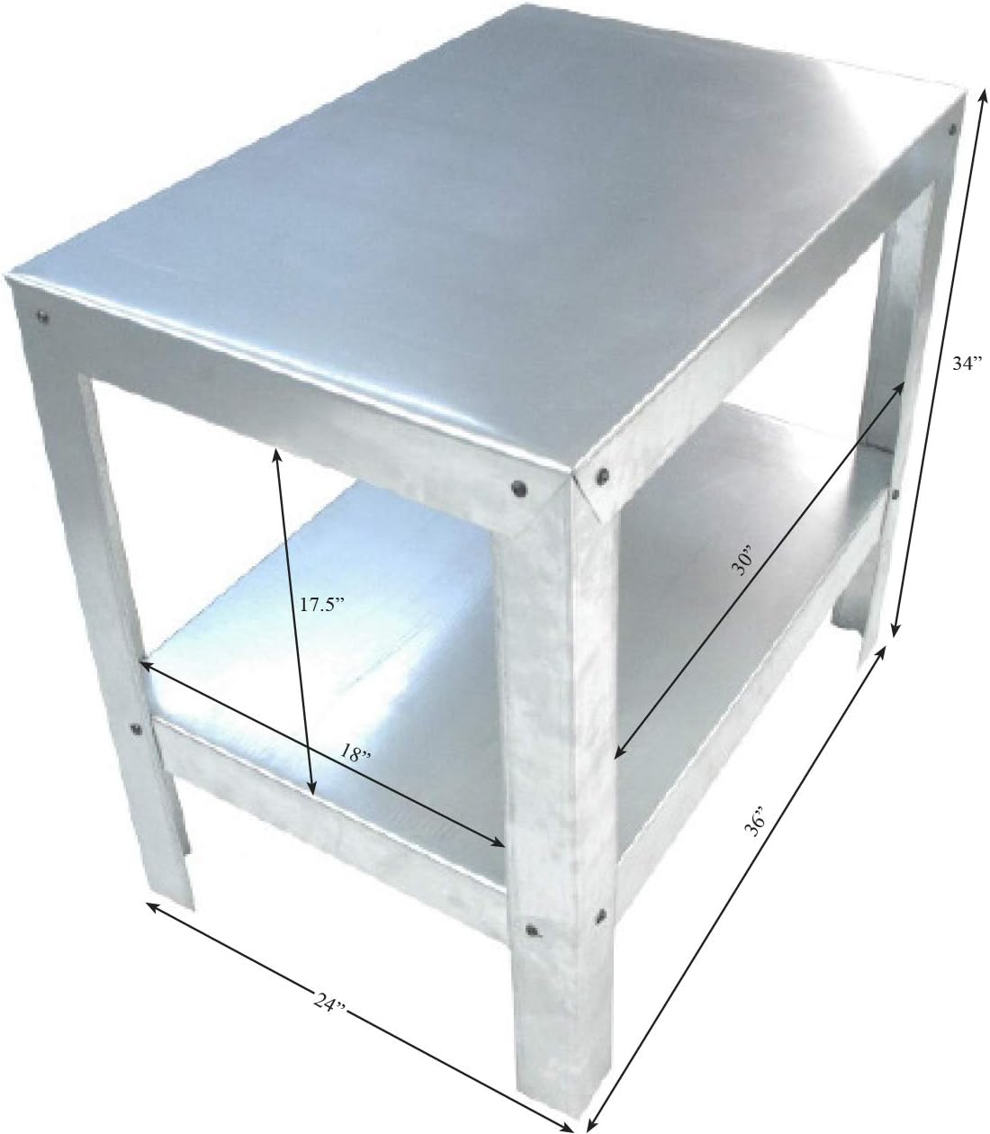 PolyTex 36" x 24" HeavyDuty Galvanized Steel 2Shelf MultiUse Work